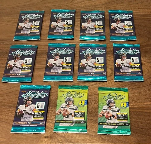 LOT of 11 PACKS Panini (9) 2019 (2) 2018 Absolute Football 5 Cards Per Pack LOOK