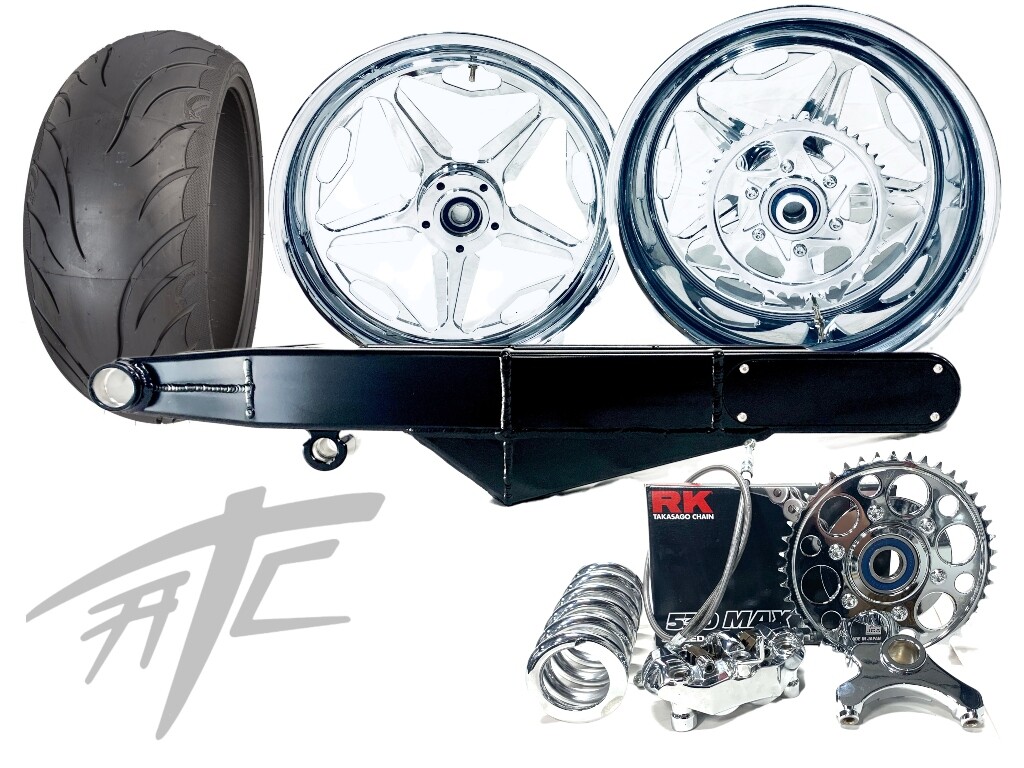 240 FAT TIRE KIT CHROME SPEED STAR WHEELS BLACK ARM 12-22 240 FAT TIRE KIT CHROME SPEED STAR WHEELS BLACK ARM 12-22