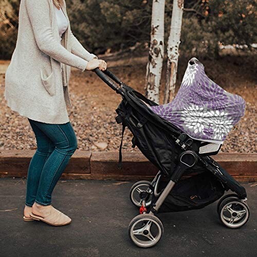 Baby Car Seat Covers Purple Dahlia Chrysanthemum Floral Pattern Nursing 66x70 cm - Picture 5 of 7