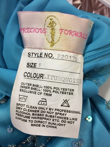 PF Prom Evening Formal Special Occasion Dance Lt Turquoise Dress Size 1 - Picture 3 of 4