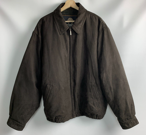 Weatherproof Jacket Brown Faux Suede Zip Pockets Wool Blend Insulated Lined XL - 第 1/12 張圖片