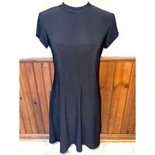 Womens Annalee + Hope Black High Neck Short Sleeve Slinky Spandex Midi Dress S