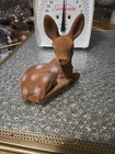 Vintage Flocked Spotted Deer Doe Fawn Figure Brown Plastic Eyes SC Hong Kong — photo 1