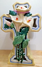 NEW Blue Sky Clayworks Easter Calla Lily & Cross Tea Light Candle House NWT