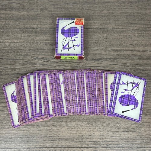 Vintage Barclay Playing Cards Deck Purple Plaid Bagpipe Scottish Theme by Arrco - Picture 3 of 9