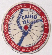 Cairo IL Historic Scenic Gateway for Travel All Directions 2.75" Luggage Label