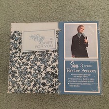 Vintage NEW SEARS 3 Speed Blue Electric Fabric Scissors /Fabric Cutters 25 21772
