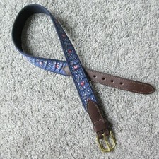 BOYS 26" RUGBY PRINT CANVAS VINEYARD VINES USA BELT NAVY BLUE PREPPY LEATHER