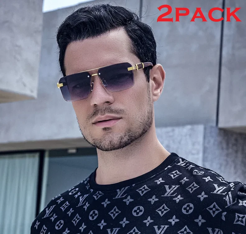 Gafas De Sol para Hombre Casual Lentes Cuadrado Sin Marco Gafas