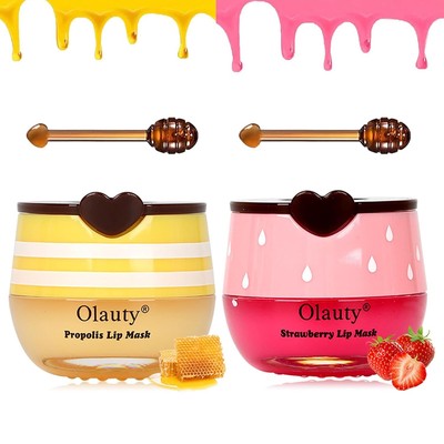 Bee Lip Balm Honey Pot, 2 PCS Strawberry & Masks & 