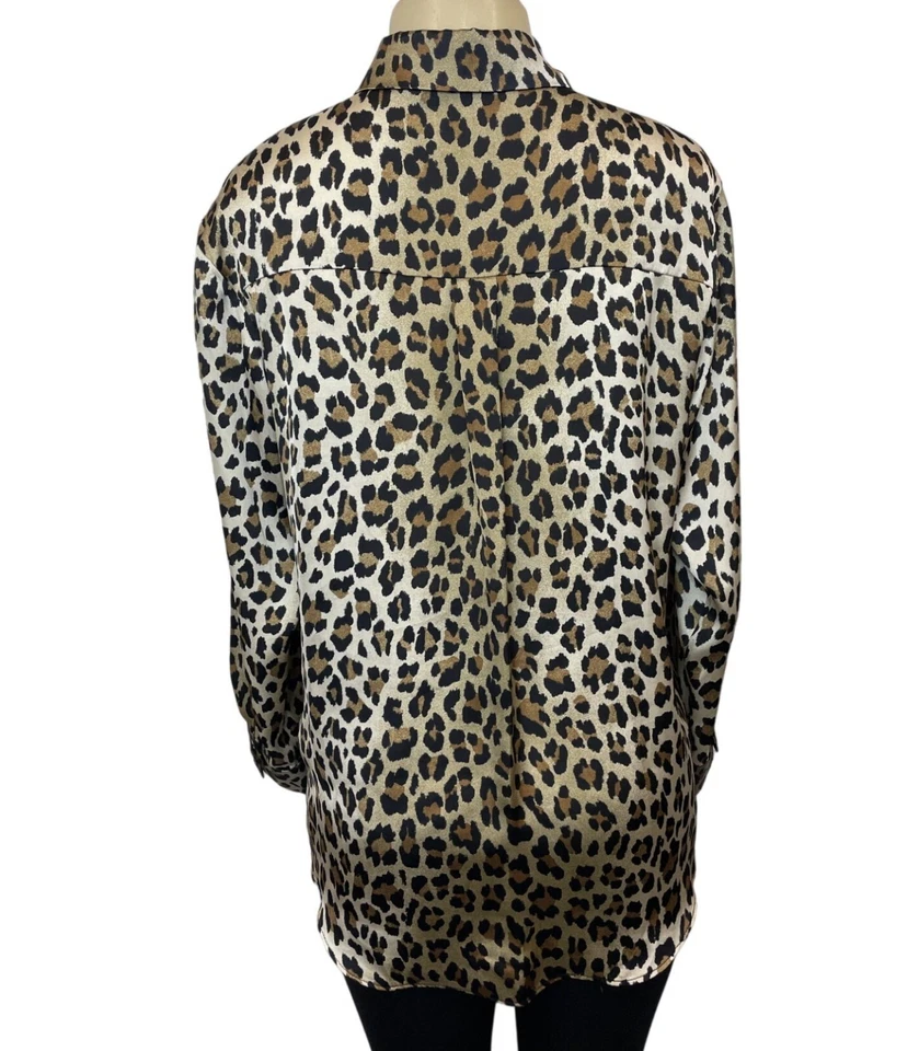 Blusa Camisa Zara Negra Estampado Leopardo Manga Larga Con Botones Moda Mujeres Talla S Foto 4 de 4