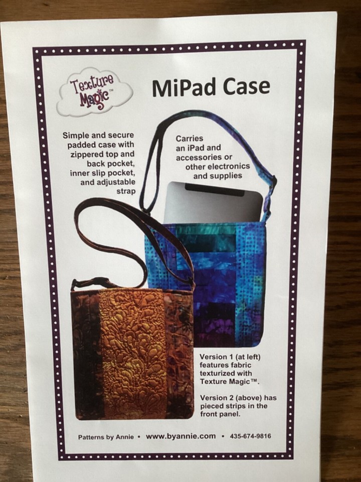 PATTERN Fabric Quilt Tote for Tablet Kindle IPad Laptop NEW Patterns by