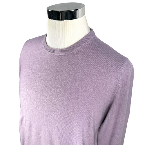 Phenix Sweater Mens Large 100% Cashmere Lavender Light Purple Knit Crew NWT New - Picture 3 of 9