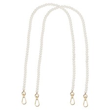 2 Pack 43" Imitation Pearl Purse Strap with Swivel Clasp Clip Golden 