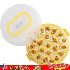 Deviled Egg Carrier W/ Secure Lid 22 Slots Portable Food Storage Dishwasher Safe