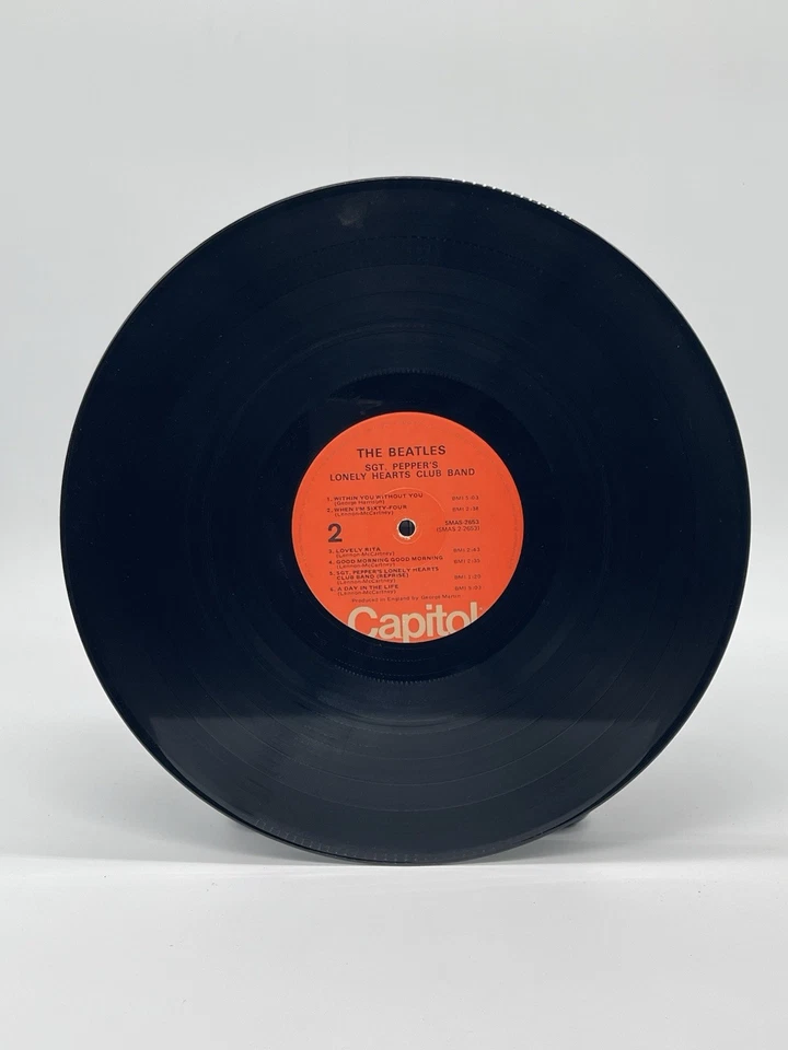 THE BEATLES SGT PEPPER'S LONELY HEARTS CLUB BAND 12" LP VG VINYL ORANGE LABELS - Image 4 of 4