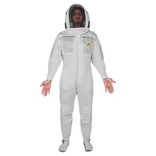 Semi-Ventilated Cotton Beekeeping Suit with Hood Veil – Unisex-BINI BEES