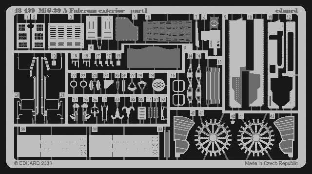 Eduard Accessories 48429 - 1:48 Mig-29A Fulcrum Exterior - Etch Set - New