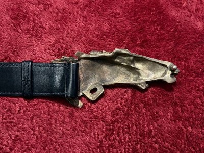 GUCCI ベルト❤︎ VINTAGE 1970's GUCCI Reversable Grey Navy Leather Gold G Buckle