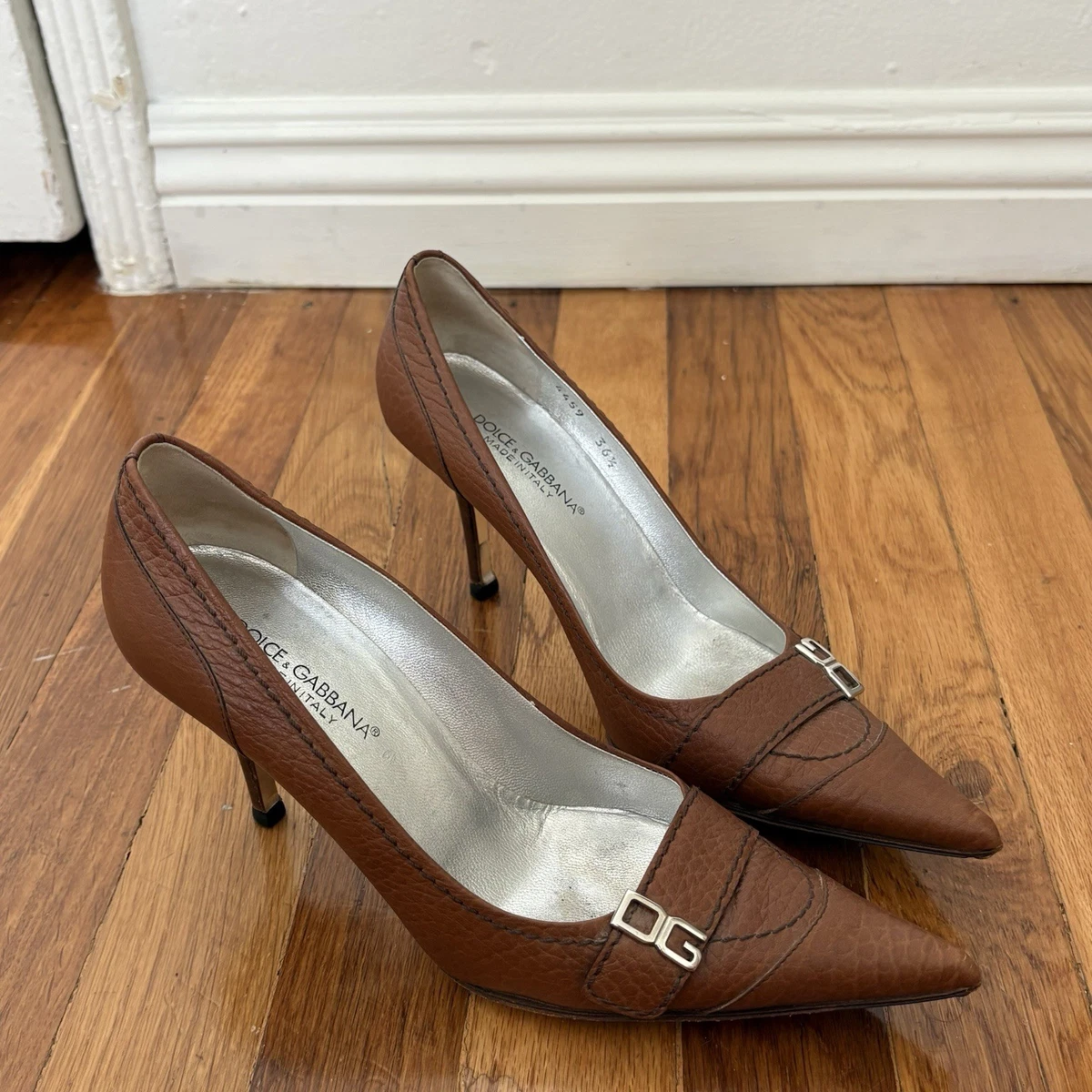 Dolce & Gabbana Side Gore Boots Short Tank Sole Low Heels Leather 8 Brown SS Dolce&Gabbana Brown Heels for Women for sale | eBay main image 4