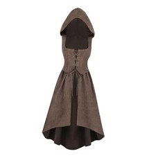 Renaissance Corset Women Medieval Costume Vintage Ren Faire Medium Dark Khaki