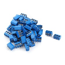 50Pcs 3 Pin 5.0mm Pitch PCB Board Mount Screw Terminal Block 12A 300V Blue