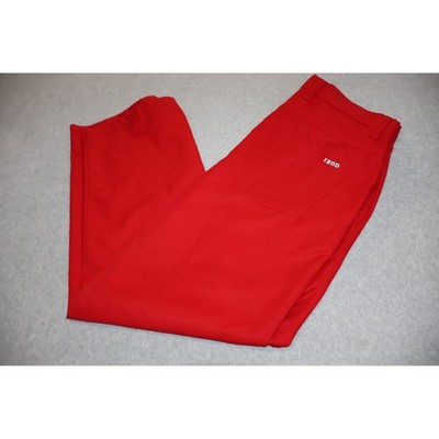 IZOD Golf Pants Mens 36x32 Red Performance Flat Front Slit Hem Polyester
