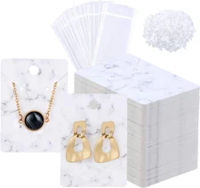 800 Pieces Marble Earring Cards Necklace Display Holder Set 200 Pcs Jewelry Disp