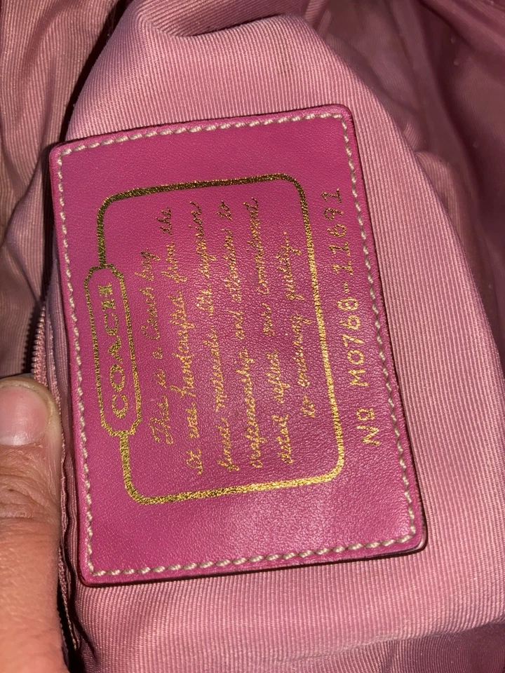 Bolso de hombro Coach Legacy para mujer vintage Y2K monograma firma marrón, rosa Foto 2 de 4