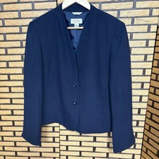 Talbots Navy Ribbed Silk Blazer Size 6