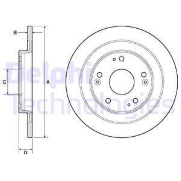 Delphi 2X Bremsscheibe Hinten Ø276 Mm Voll Lackiert Beschichtet FüR Honda Civic-image