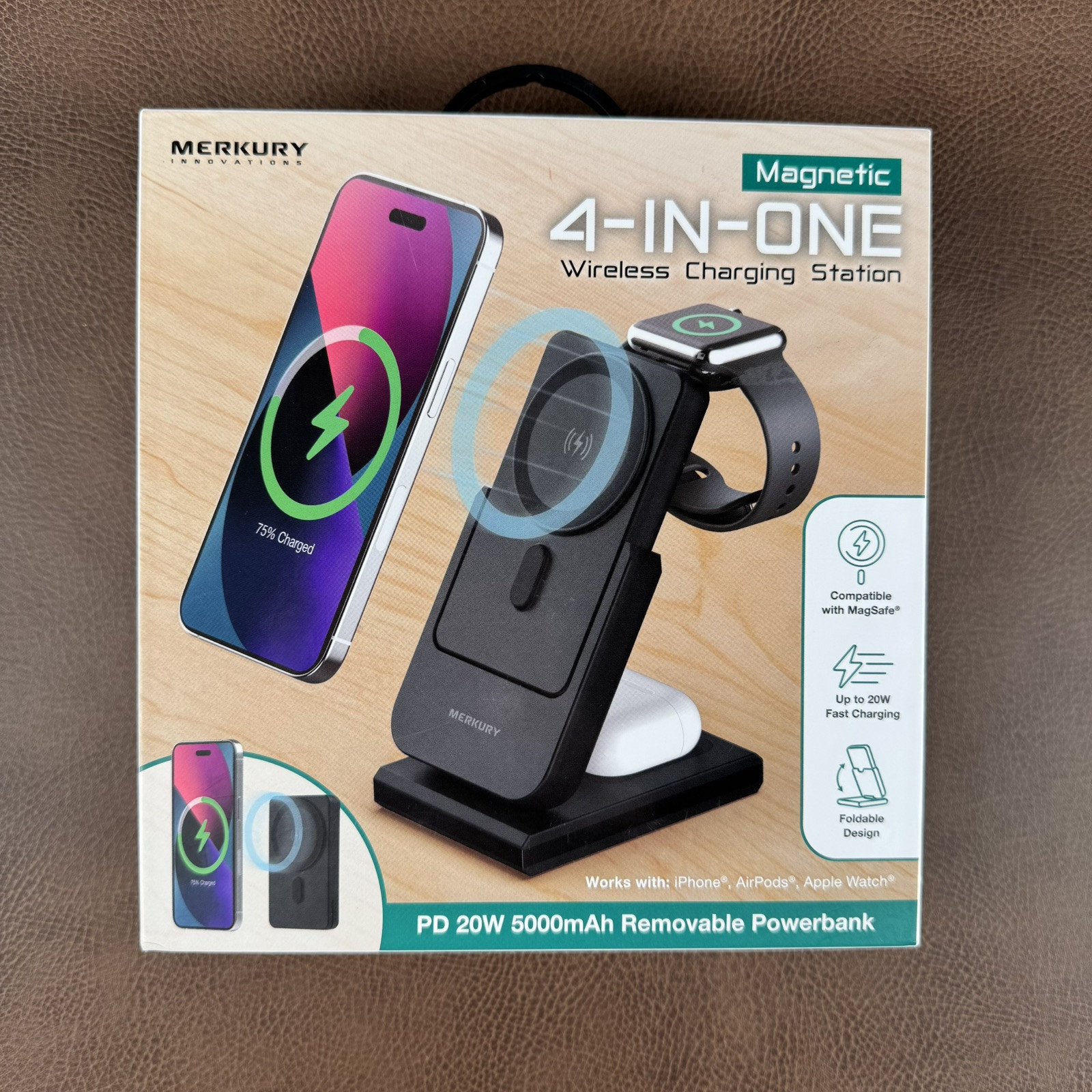 Merkury Innovations 4-in-1 Magnetic Wireless Charging Station MagSafe Compatible