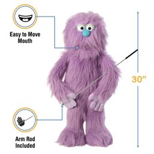 Silly Puppets Gumboil Purple Monster Puppet - 30" Furry Puppet with Movable