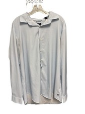 Chaps Men’s XL Button Down Light Blue And White Gingham Print Dress Shirt