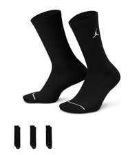JORDAN DRI-FIT CUSHION CREW SOCKS 3-PAIR BLACK DX9632 M L XL MENS SHOE SIZE 6-15