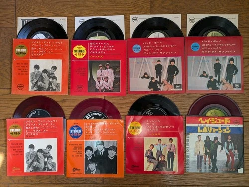 THE BEATLES (& Solo) Lot of 32 Japan EP + 7" Single Collection incl. 4 RED WAX
