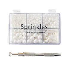 Kasvan White Mix Sugar Sprinkles - Edible Candy Pearls with 4-Claw 