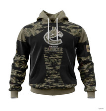Vancouver Canucks Hoodie Personalize Military Camo Hockey Team XL
