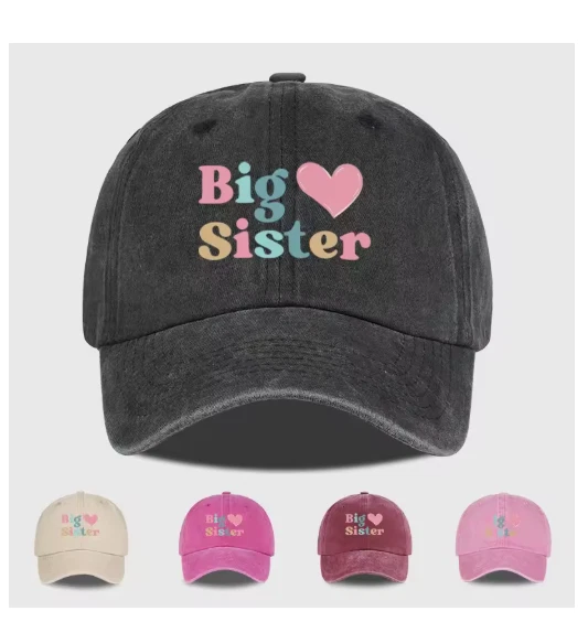 Big Sister Cotton Baseball Cap Siblings Proud Big Sis Adjustable Family Free P&P