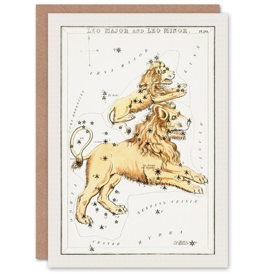 Sidney Hall Kunstkarte Vintage Löwe Sternbild Illustration