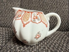 Lomonossow LFZ Milchk&auml;nnchen Porzellan rot-gold Blumen &Oslash; 10 cm