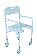 Sedia Doccia Pieghevole con Ruote in Plastica e Acciaio