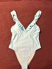 Cupshe Light Blue Ruffle Wide Strap One-Piece...