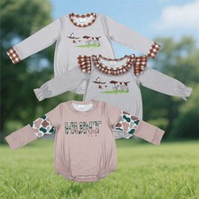 Baby Girls and Boys Hunting Dog Deer Mallard Duck Long Sleeve Romper