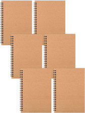 6 Pcs A5 Spiral Notebooks Journal with Kraft Cover, 5x8 Inches, Ruled Lined Pape