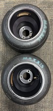 Go Kart Racing Black Aluminum Wheels And Blue Maxxis Tires