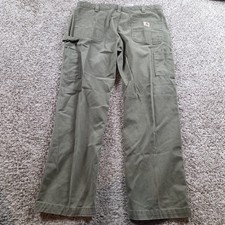 Carhartt Jeans Mens 38x30 Green Relaxed Carpenter Painting Workwear Flaw 