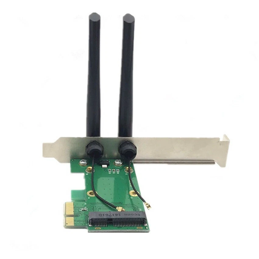 Wireless Wifi Network Card Mini PCI-E To PCI-E 1X Desktop Adapter + 2 Antennas - Image 2 of 4