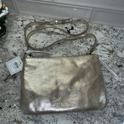 Fossil Devon Crossbody Gold Metallic Leather NOS