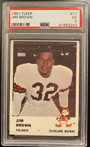 1961 FleerFootball Card #11 Jim Brown HOF Cleveland Brown PSA 5 EX